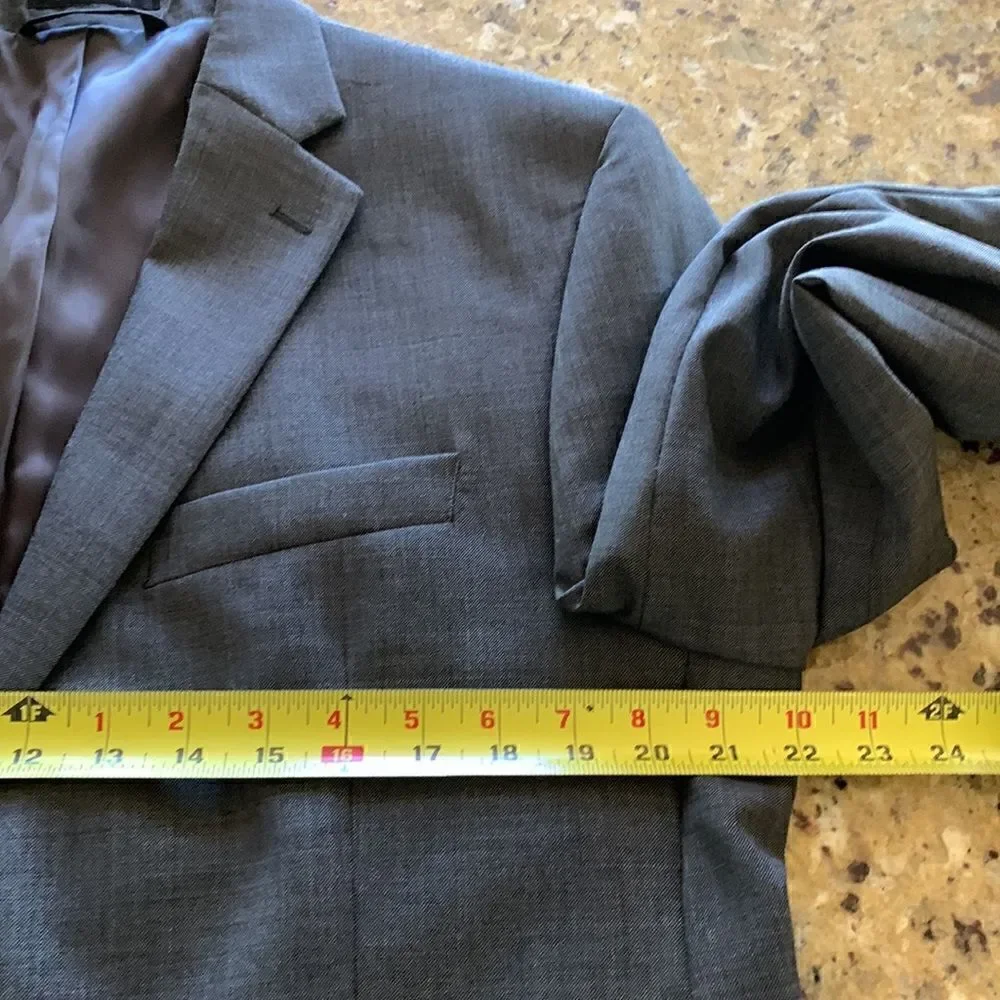 Lauren Ralph Lauren Mens 100% Wool Lanie Gray Blazer Jacket Sport Suit Coat 42 S